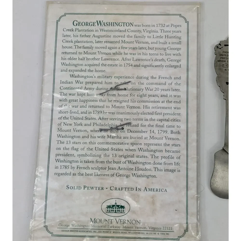 Lot 3 Vintage Pewter Presidential Souvenir Spoons George Washington Jefferson